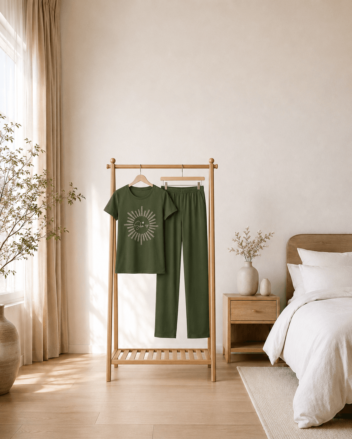 Night wear with short shirt