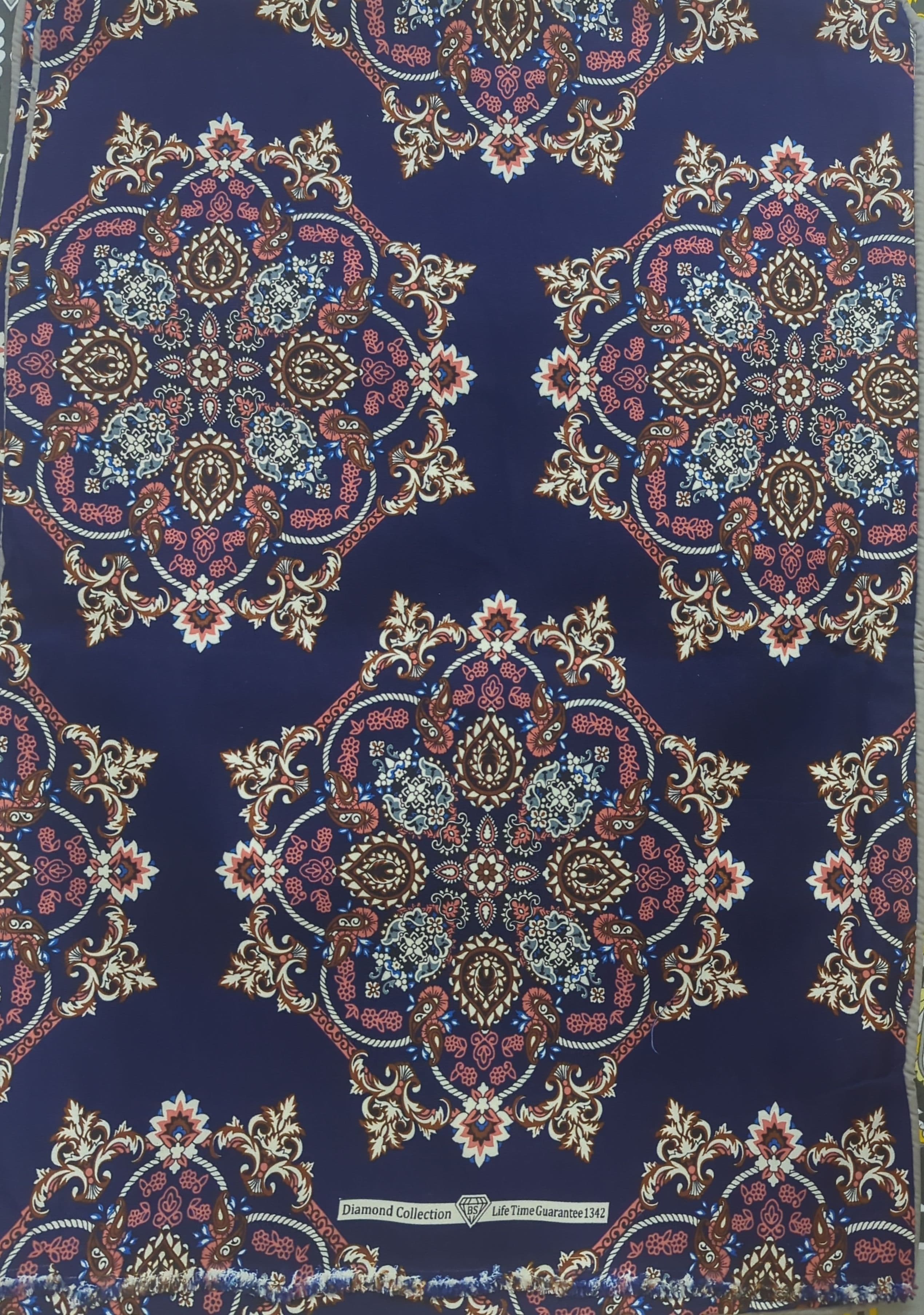Navy Ornamental Medallion Cotton Bedsheet